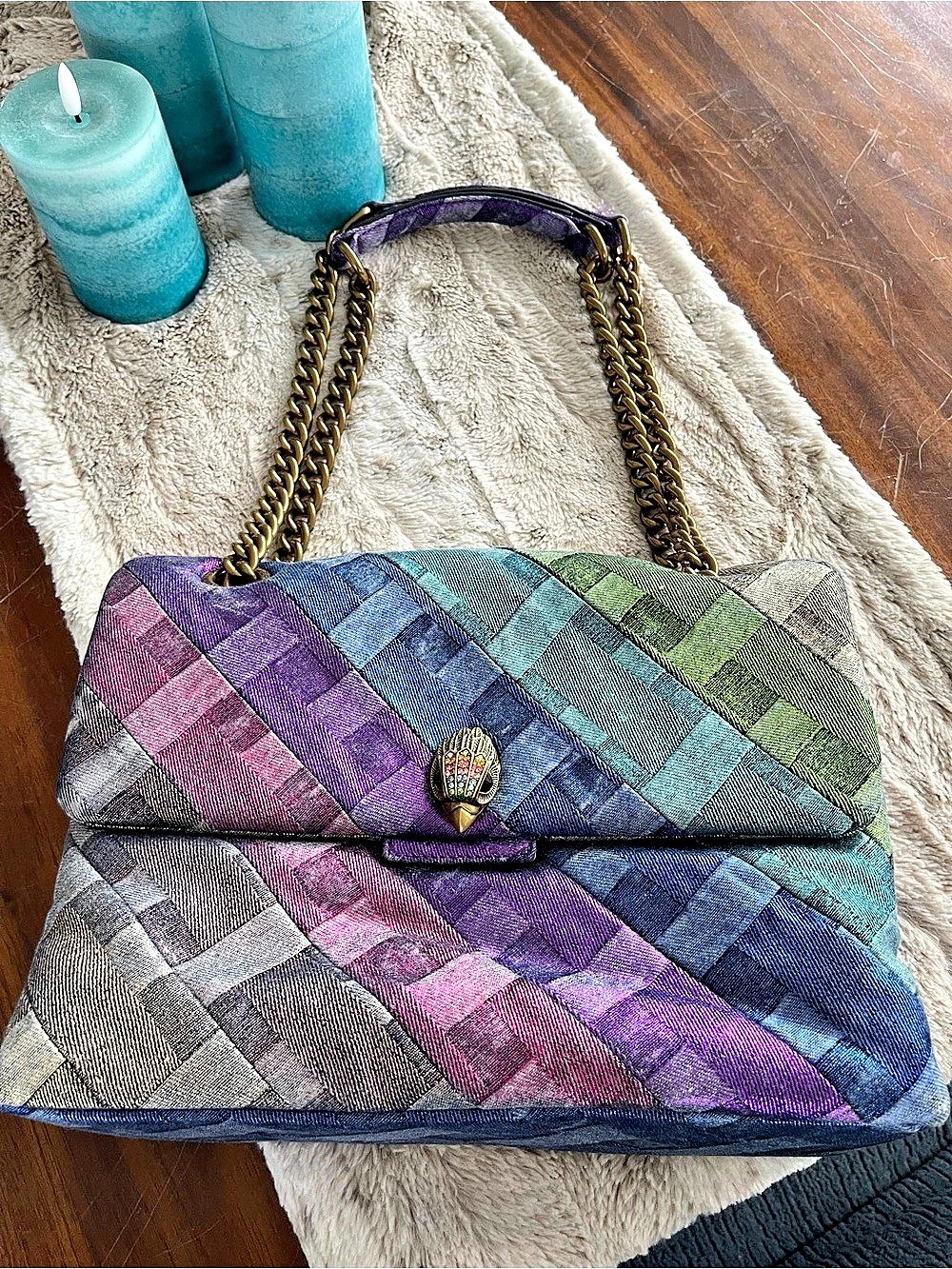 Kurt Geiger London Kensington Rainbow Woven Shoulder Crossbody Bag